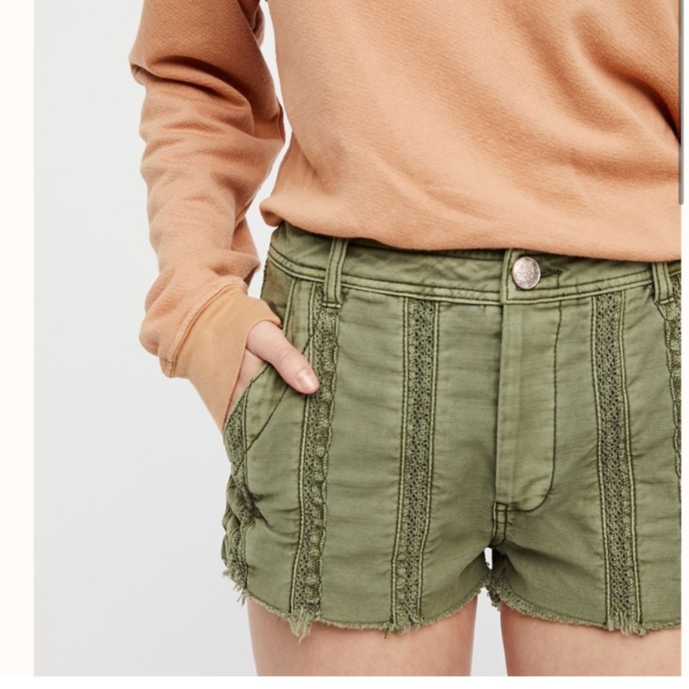 free people Great expectations green lace denim short
